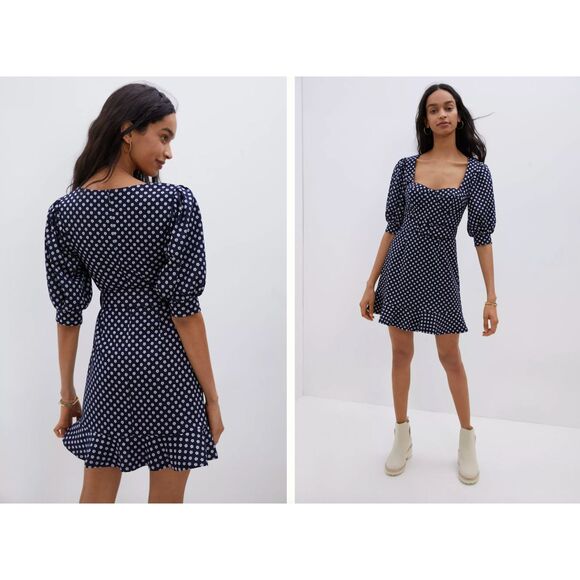NWT Hutch Jenessa Polka Dot Mini Dress Mod Floral Navy Women's Size 6 - Picture 2 of 13